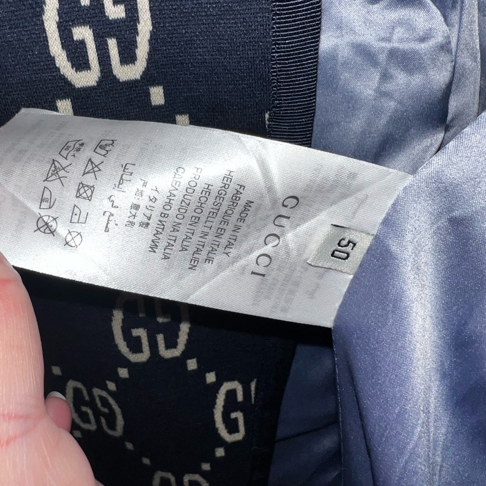 Gucci Navy and Cream Patterned Men's Blazer - Picture 7 of 11